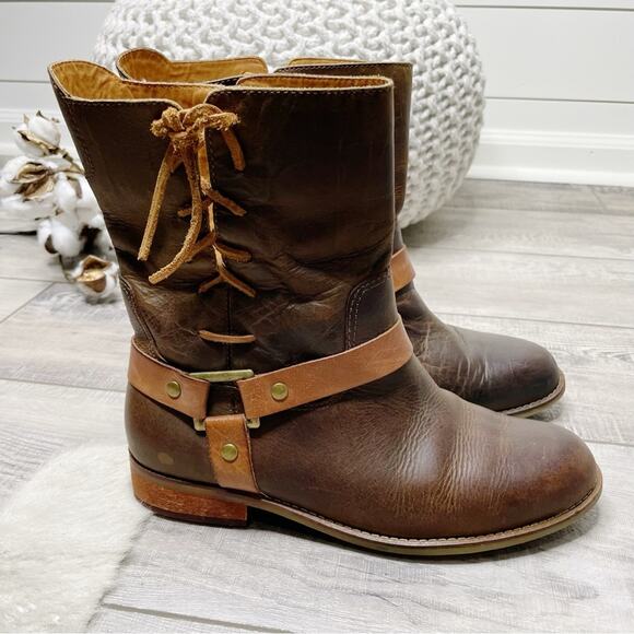 Latigo Shoes - Latigo Thistle Leather Harness Lace Up Pull On Boots Brown Size 8.5M